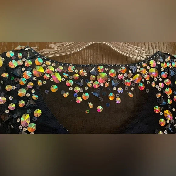 Bling! Bling! big Rhinestone Longsleeve dress Sz-O - Picture 11 of 13